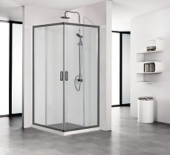 Aquatek Душевой уголок Ария 90x90 AQ ARI KV 09020BL профиль черный стекло прозрачное – фотография-3